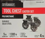 Everbilt 5" Tool Chest Caster Set 4-pack 2 Rigid + Swivel W/ Brake 1300lb. Fixed Price $47.99.