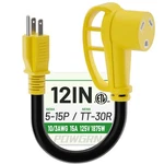 Powgrn Rv 30 Amp To 110 Adapter 12 Inch, Heavy 5-15p Tt-30r-12inch, Black. Fixed Price $33.04.