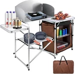 Vevor Camping Kitchen Table, Aluminum Portable Folding Camp Cook Station With Wi. Fixed Price $128.99.
