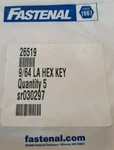 5pc Hex Key Allen Wrench 9/64 Long Arm- Fastenal Industrial. Fixed Price $12.99.