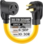 Tellegloww 1ft 30amp Dryer Plug Adapter Cord Compatible With Nema 6-50p To 10-30. Fixed Price $14.35.