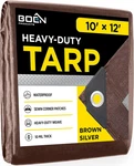 Heavy Duty Tarp Waterproof Large Cover Brown/silver, 10' X 12' 10 Mil Thick R. Fixed Price $27.99.