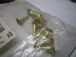 #14-10 X 1" Flat Head Phillips Sharp Point Plain Finish Brass Wood Screw Qty 10. Fixed Price $12.00.