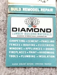 Diamond Lumber & Building Materials Ca Vtg Fs Matchbook Cover Build Remodel. Fixed Price $6.49.