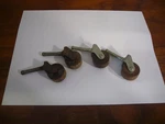 4 Antique Wood Caster Wheels Metal Stem 1 1/4 Diameter 1/2" Elev. Fixed Price $24.99.