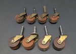 Vintage Antique Caster Wheels Wood Wooden Set Of 8 Furniture Repair Stem Brass. Fixed Price $45.00.