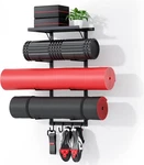 Yoga Mat Holder Wall Mount, Home Gym Storage Rack With Top Floating Shelf. Fixed Price $24.99.