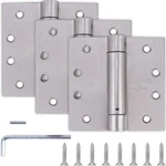 3 Pack - 4"x4" Self Closing Door Hinges, Spring Loaded Satin Nickel. Fixed Price $65.79.