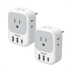 2 Pack European Travel Plug Adapter, Tessan Europe Power Converter White Gray. Fixed Price $42.41.