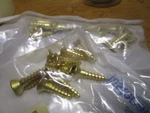 #14-10 X 1" Flat Head Phillips Sharp Point Plain Finish Brass Wood Screw Qty 20. Fixed Price $15.00.