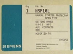 Siemens Msp10l 4-6.3 Amp Msp1 Manual Motor Starter Protector. Fixed Price $50.00.