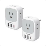 2 Pack European Travel Plug Adapter, Tessan Europe Power Converter 4 Outlets 3 U. Fixed Price $34.81.