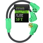 Kanayu 30 Amp Dryer Y Splitter To Rv/ev Nema 14-30 14-30/14-50, Green. Fixed Price $51.46.
