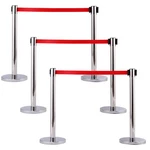 6pcs Stanchion Posts Queue Pole Retractable Red Belt Crowd Control Barrier New. Fixed Price $134.99.