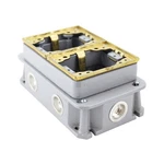 Hubbell B4233 Cast Iron 2-gang Deep Flush Rectangular Conc Floorbox Brass Collar. Fixed Price $265.00.