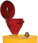 Justrite 08207 2.6 Gl Drum Funnel Flammables Emergency Fusing Self Closing Cover. Fixed Price $239.00.
