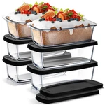 Nestl 6-pack Glass Bread Loaf Pans W/ Lids, Oven Safe Food Storage Baking Dish. Fixed Price $75.23.