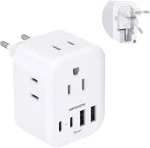 European Travel Plug Adapter, Hanycony Foldable International Power Typ. Fixed Price $9.57.