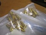 #14-10 X 1" Flat Head Phillips Sharp Point Plain Finish Brass Wood Screw Qty 20. Fixed Price $12.00.