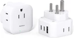 2 Pack Us To India Plug Adapter, Type D Travel Adapter With 3 Outlets Usb Char. Fixed Price $18.52.