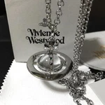 Vivienne Westwood Necklace Small Orb Silver Clear In Box Chain 80cm Top 4.5cm. Fixed Price $158.90.