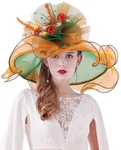 Z&x Women Organza Church Derby Hat Wide Brim Sun Hats For Wedding Tea Party F.... Fixed Price $50.73.