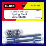 Du-bro 3/16" Dia. X 2" Long Spring Steel Axle Shafts ( 2 )( Cat. # 249 ). Fixed Price $9.00.