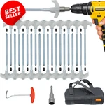 8in Screw In Tent Stakes Heavy Duty Metal Pegs 12 Pack Hex Head - Us. Fixed Price $31.79.