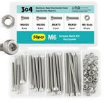 50pcs M6 X 50mm 60mm 70mm 80mm, Hex Socket Head Cap Screws Bolts Nuts Kit, St.... Fixed Price $21.07.