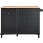 Kitchen Island Cart, 50" Wood Top Breakfast Bar With Trash Cabinet Tilt Out 10 G. Fixed Price $248.08.