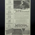 Milcor Metal Lath Fireproof Building Materials Milwaukee Wisconsin 1927 Vtg Ad. Fixed Price $14.99.