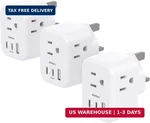 Us To Uk Plug Adapter 3 Pack, Addtam Type G Travel With Outlets Usb Por. Fixed Price $17.77.