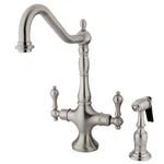 Kingston Brass Ks1778albs Heritage 2-handle Kitchen Faucet With Sprayer. Fixed Price $324.78.