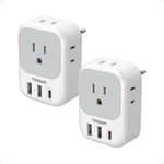 2 Pack European Travel Plug Adapter, Tessan Europe Power Converter 4 Outlets 3 U. Fixed Price $18.88.