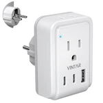 Type E F Plug Adapter, Vintar Schuko Germany 2.93x1.97x2.87inch, White+gray. Fixed Price $14.99.