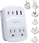 Ceptics World Travel Adapter Us Outlets For Europe, Uk, China, Australia, Japan. Fixed Price $49.99.