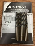 (10) Norseman - #34 Hss 135 Split Point Black & Gold Finish Jobber Drill. Fixed Price $15.00.