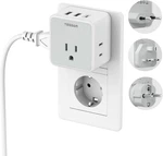 All European Uk Travel Plug Adapter Kit, International Detachable With 3 Outlet. Fixed Price $42.99.