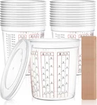 12 Pack Paint Mix Cups With Lids And 50 Sticks - 64 Oz Graduated Mixing Cu. Fixed Price $49.40.