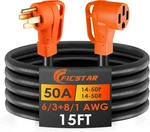 15ft 50 Amp Rv Extension Cord Outdoor With Grip Handle,125/250v,12500w, 4 Prong,. Fixed Price $104.10.