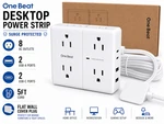 One Beat Desktop Power Strip 8 Outlets 2 Usb C Ports And 5 Ft Cord. Fixed Price $9.99.