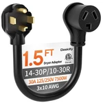 Deeklify 1.5 Ft 3 Prong To 4 Dryer Adapter, 10 1.5ft, 14-30p 10-30r. Fixed Price $31.73.