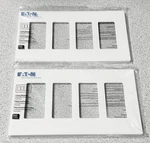 New Lot Of 2 Eaton Pjs264w Decorator Screwless Wallplate, 4-gang, White, Plastic. Fixed Price $19.95.