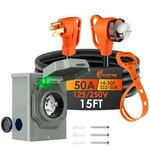 Ficstar 15ft 50 Amp Generator Cord And Power Inlet Box Kit,nema 14-50p To Ss2-50. Fixed Price $155.00.