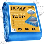Heavy Duty 16x20 Ft Waterproof Tarp With Grommets - Uv Resistant Blue Cover. Fixed Price $109.99.