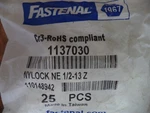 Bulk Lot 11 Lbs. (qty 250 Pieces) Nylock Ne 1/2" - 13z Fastenal 1137030 Hex Nuts. Fixed Price $34.99.
