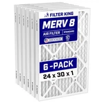 Filter King 24x30x1 Air 6-pack Merv 8 Actual Size 23.5 X 29.5 .75". Fixed Price $54.96.