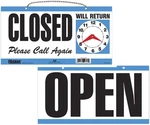 Headline Sign Double-sided Open/closed Will Return With Clock 6 X 11.5 Blue. Fixed Price $9.63.
