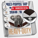 Tarp 20x40 Heavy Duty 10 Mil Waterproof Uv Resistant Silver Brown Large. Fixed Price $179.99.