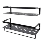 2pcs Iron Floating Shelves Spice Storage Rack Wall-mounted Shelf W / Towel Bar. Fixed Price $25.99.
